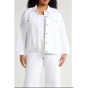 Women's Small Eileen Fisher White Jacket Button Jean  Minimalist CottageCore